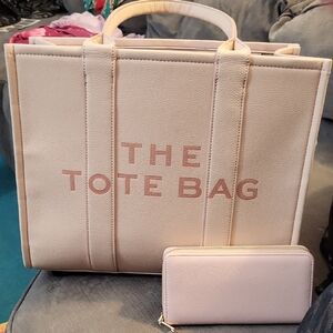 Designer Inspired "The Tote Bag" in Pink Tote with Wallet